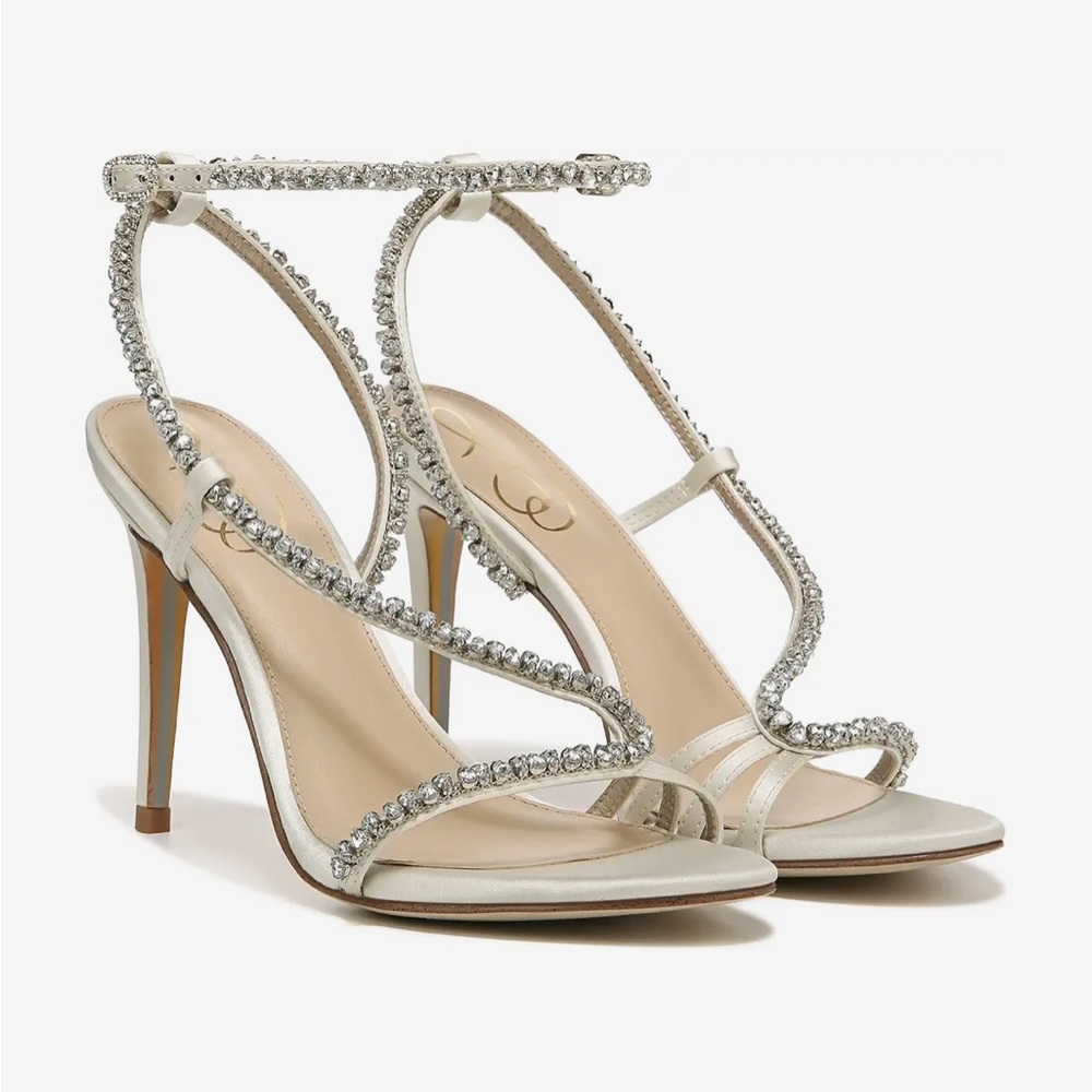 Sam Edelman Silver Crystal Embellished Strappy Heels